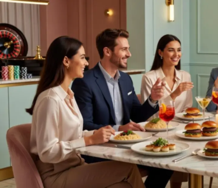 Kolacja firmowa z motywem kasyna w restauracji VeloStravino