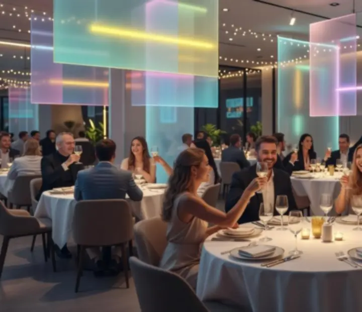 Kolorowe przyjęcie w restauracji VeloStravino z elegancko nakrytymi stołami